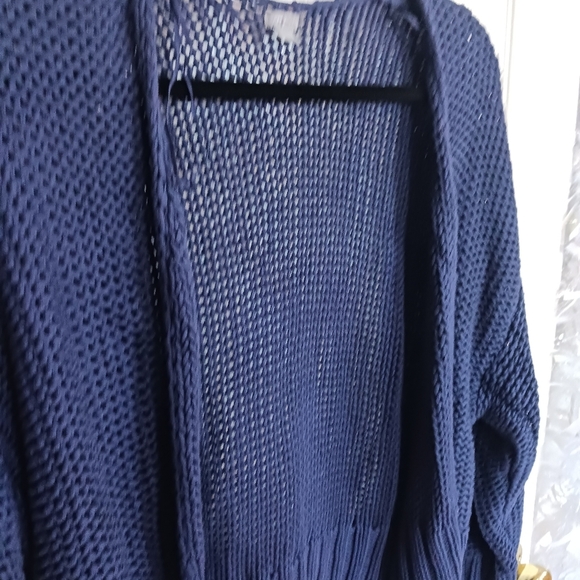 Aerie Blue open weave Cardigan oversized small coastal grandma - Picture 4 of 9